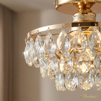 Lustre en cristal moderne de luxe, transparent et brillant, pour chambre à coucher et salon