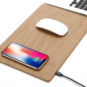JMY Square Cheap 2 in 1 Large Leather Mouse Pad Mat Wireless Charger