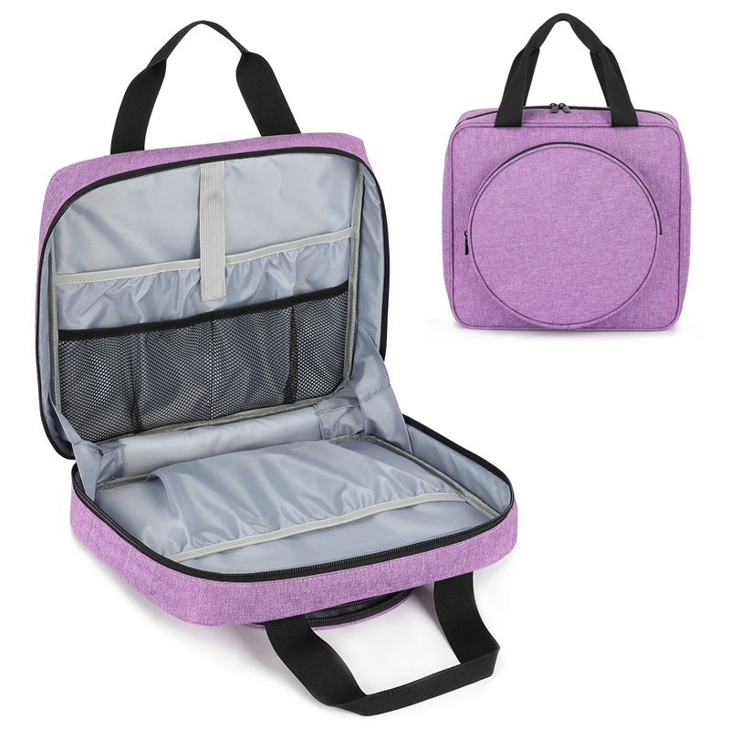 Round Embroidery Project Bag With Multiple Pockets - Organizer For Hoops, Floss & Tools