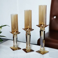 Neues Design Champagner Gold Kristall rohr Kerzenhalter für Hochzeit Herzstück