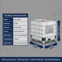 Réservoir IBC de 1000L, nouvelle marque Sucheng, conteneur en plastique moulé par soufflage, réservoir de stockage d'eau, noir/blanc, Shanghai en stock