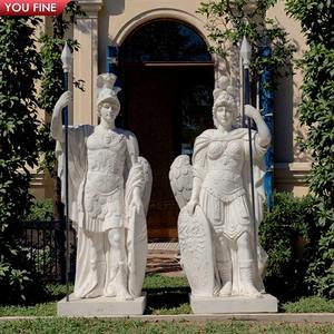Escultura de Soldado Romano em Mármore em Tamanho Real YOUFINE, Estátua de Guerreiro Grego com Escudo e Espada para Entrada de Jardins Clássicos - Product Image 2