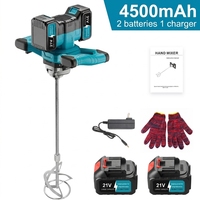 Mélangeur de ciment industriel sans fil 1200 W, 21 V, lithium-ion, pour bricolage, perceuse, béton, mortier, poudre, moteur sans balais