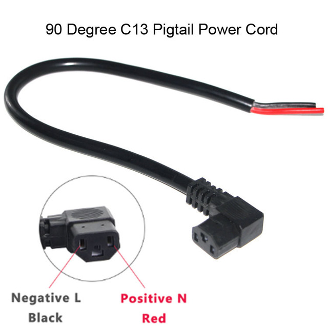AC 10A /250V 90 Degree C13 Pigtail Power Cord Right Angle IEC320 C13 Female with Open Wiring Stripped