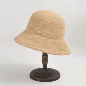 Simple Casual Fine Hand Hook Raffia Straw Bucket Hat Women Summer Sun Shade <b>Sunscreen</b> Outdoor Sun Bucket Hat Straw Hat - Product Image 2