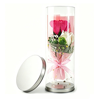 Boîte à fleurs cylindrique en plastique transparent Emballage cadeau transparent Tube rond en PET PVC avec couvercle en métal