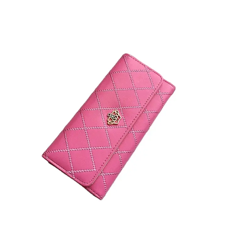 Factory wholesale women purses plaid PU leather long hasp phone bag money coin pocket card holder crossbody wallet