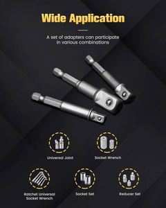 Promotions <b>Key</b> Type Drill Chunk 3Pcs Set Socket Adapter 1/4 Hex Shank to 1/4 3/81/2 <b>Square</b> Head Drill Bit Driver - Product Image 4