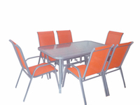 Ensemble de meubles de patio extérieur au design moderne Uplion, vente en gros, table de jardin 6 chaises avec métal pour salle à manger, parc, hall, atelier