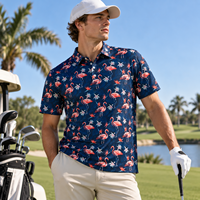 Kaos Polo Golf Pria Spot Goods Luxury Spandex / Polyester Motif Bunga & Flamingo, Teknologi Keren, Performa Tinggi, Bahan Bernapas