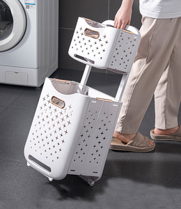 Panier à linge pliable pour la maison, panier à linge pour salle de bain, panier à linge mural pour les toilettes, panier de rangement pour vêtements sales avec roulettes - Product Image 6