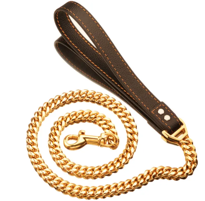 Vendita calda oro collare di cane forniture per animali da compagnia del cane della corda guinzaglio cuban link metallo diamante in acciaio inox cut choke collare di cane guinzagli