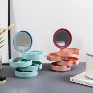 Joyero de terciopelo de lujo OEM Hong, almacenamiento al por mayor con luz LED para pendientes, anillos, otras joyas finas, acento de cuero negro - Product Image 2