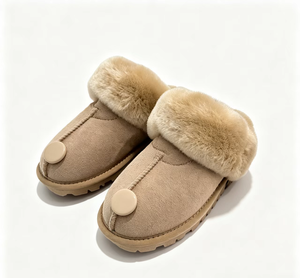 Bottes de neige pour femmes, bottes d'hiver en peau de mouton, à enfiler, doublées de peluche, bout fermé, semelle en caoutchouc antidérapante, chaussures plates de couleur unie - Product Image 4
