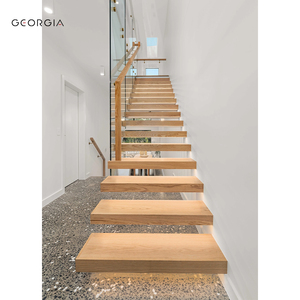 Gradini Flottanti <span class=keywords><strong>in</strong></span> <span class=keywords><strong>Legno</strong></span> per Scale, Design Moderno, Scale Interne <span class=keywords><strong>in</strong></span> Rovere Bianco Massiccio con Ringhiere <span class=keywords><strong>in</strong></span> Vetro, Gradini <span class=keywords><strong>in</strong></span> <span class=keywords><strong>Legno</strong></span> - Product Image 2