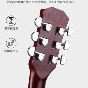 Guitarra Acústica de 38 Pulgadas, 6 Cuerdas, para Principiantes, Cuerpo de Madera, Acabado Barnizado - Product Image 3