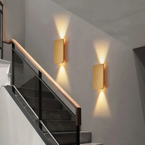 Applique murale à double tête Décoration intérieure Or brossé/Noir Salon Couloir <span class=keywords><strong>Escalier</strong></span> Chambre à coucher Applique moderne simple 6W LED murale Lam - Product Image 2