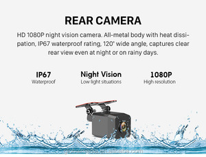 Monitor de Espejo Retrovisor con Pantalla Táctil Full HD de 9.66 Pulgadas con Cámara Delantera y Trasera HD 1080P - Product Image 5