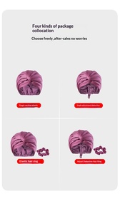 หมวกคลุมผมแบบสองชั้น ปรับได้ ผลิตจากผ้าซาติน โพลีเอสเตอร์ และสแปนเด็กซ์ สีพื้น สำหรับผู้หญิง ใช้สำหรับใส่ตอนกลางคืน บำรุงผม แต่งหน้า หรือคลุมผมแบบเต่า - Product Image 5