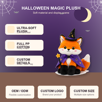Peluche renard d'Halloween personnalisée, douce et rembourrée, avec chapeau de sorcier et cape, anti-stress, pour 3 ans et plus, décoration de fête, faible MOQ, support OEM/ODM