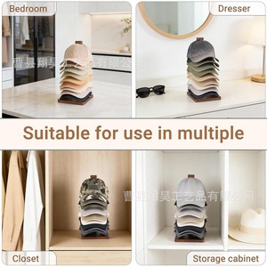 Wooden Cap Storage Rack Wall Mounted Multi Layer Desktop Organizer For Baseball <b>Hats</b> Solid Wood Display <b>Stand</b> - Product Image 4