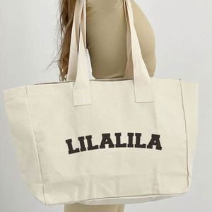 LILALILA <b>Large</b> Capacity Reusable Beach Cotton Shopping Bag Fast Delivery Folding Style for Daily Travel Use with Custom Logo - Product Image 5