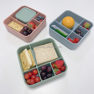 BPA Free Custom Large 5 Compartment Rainbow Silicone Snack Box Kids Lunch Container <strong>Fun</strong> Lunchbox for Children's <strong>Meal</strong> Storage - Product Image 1