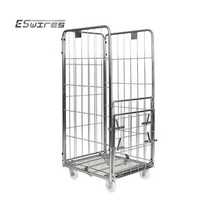 अनुकूलित 4-पक्षीय उच्च गुणवत्ता गोदाम धातु foldable स्टील रसद तार जाल रोल पिंजरे ट्राली - Product Image 3