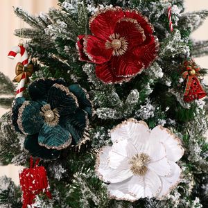 <b>Tree</b> Wreath Garland Wedding Party DIY <b>Christmas</b> Glitter Poinsettia Flowers Artificial Cloth Decoration 18CM Matel <b>Base</b> - Product Image 4
