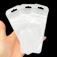 Sac en plastique transparent personnalisé avec fermeture à glissière, pochette refermable avec trou de suspension pour câble USB, écouteurs, étui de téléphone