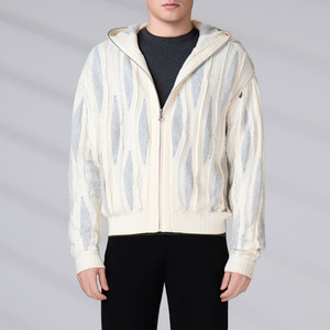 OEM ODM Long Sleeve Knitted Tops Autumn Winter Zipper <b>Cardigan</b> <b>Sweater</b> Jacket Casual Outdoor Men's Hooded - Product Image 6