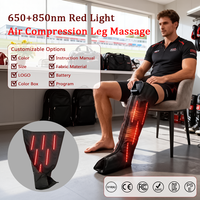 Masseur de jambes portable sans fil à compression d'air, lumière rouge 660nm 850nm, 5 chambres, chaleur et vibration pour les voyages, le fitness, la relaxation et les soins