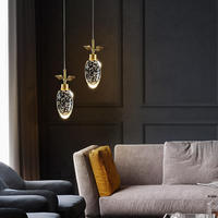Lustre en cristal entièrement en cuivre PM, idéal pour chambre à coucher, chevet, hôtel, restaurant, chambre d'hôtes, bar, modèle de designer, petite suspension de luxe