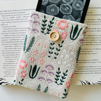 Sulaman bunga lengan Kindle spons sampul buku empuk kantong buku Bunga kualitas tinggi tas pelindung pembaca elektronik