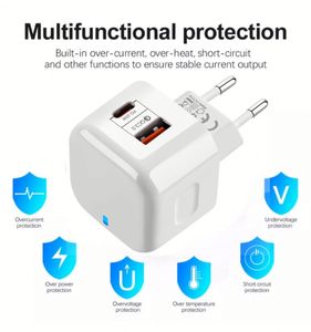 Wholesale Mini 20W UK US EU <b>Plug</b> Qc3.0 Quick Charger Pd 20W Phone Charger Dual Ports USB-<b>C</b> Fast Wall Charger <b>Adapter</b> for Phone - Product Image 4