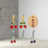 Clip sur nombril anneau faux nombril Piercing bijoux cerise ventre Piercing Non Piercing corps bijoux pour femmes