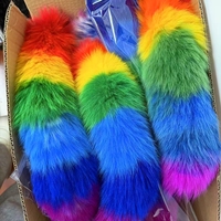 Porte-clés en fourrure de renard arc-en-ciel, nouveau modèle, style pompon, grande taille, pour clés de voiture