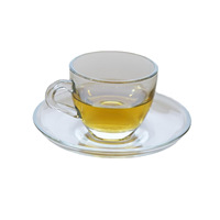 Tasse à thé en verre borosilicate de 80 ml avec soucoupe et petite poignée, motif floral, lot de 2 pièces pour service à thé