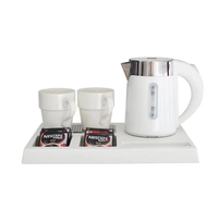 Bouilloire Électrique Portable 1000W à Chauffage Rapide en Acier Inoxydable 304 de 0,6L avec Logo Personnalisé, Ensemble Plateau Double pour Hôtel et Usage Domestique