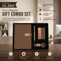 Coffret Cadeau Professionnel Quatre-en-Un : Carnet A5, Stylo Magnétique en Métal, Porte-Cartes et Porte-clés Personnalisé en Similicuir