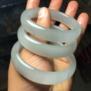 HZ0095 Gelang Giok Putih Transparan Alami Grosir, Gelang Giok Gaya Tinta Abu-abu & Batu Akik Lumut Hijau untuk Wanita - Product Image 2