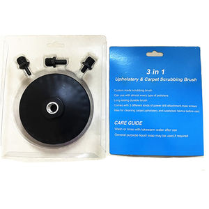 Juego de cepillos de fregado de alfombras para tapicería de detalles de coche de cerdas medianas amarillas 3 en 1 con 3 adaptadores de tornillos diferentes para <span class=keywords><strong>taladro</strong></span> - Product Image 3