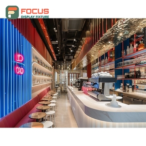 Custom Coffee Merchandise Display Rack Laminate Wood Finish Coffee Bag Display Area Cafe <b>Shelf</b> Display Rack - Product Image 4