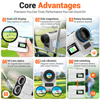 Télémètre laser de golf OEM 1500m 905nm avec double écran LCD, compensation de pente, verrouillage de drapeau, grossissement 6X, protection IP54