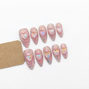 Uñas Postizas Hechas a Mano con Diseño de Flores 3D Coloridas, Estilo Europeo y Americano, Tendencia 2026 - Product Image 3