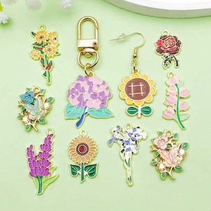 Colgante de flor de aleación con efecto de gota de aceite de colores, Rosa Girasol, Accesorios de joyería DIY, Fornituras de aleación de zinc de tamaño mediano - Product Image 4