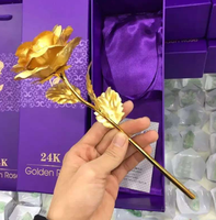 Fleurs éternelles en gros, fleurs dorées, rose artificielle en feuille d'or pour la décoration de mariage et de festival
