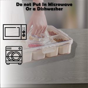 8 Compartments Divided Serving Tray <b>Lid</b> Handle Injection-Molded <b>Plastic</b> Rectangle Portable Snack Box <b>Containers</b> Veggie Tray - Product Image 6