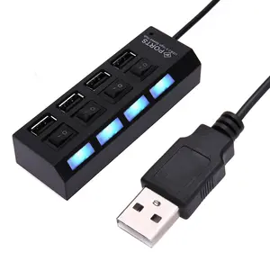 Haute vitesse 4 Ports USB HUB 2.0 adaptateur extenseur multi USB répartiteur multiple avec interrupteur de lampe à LED pour PC portable
