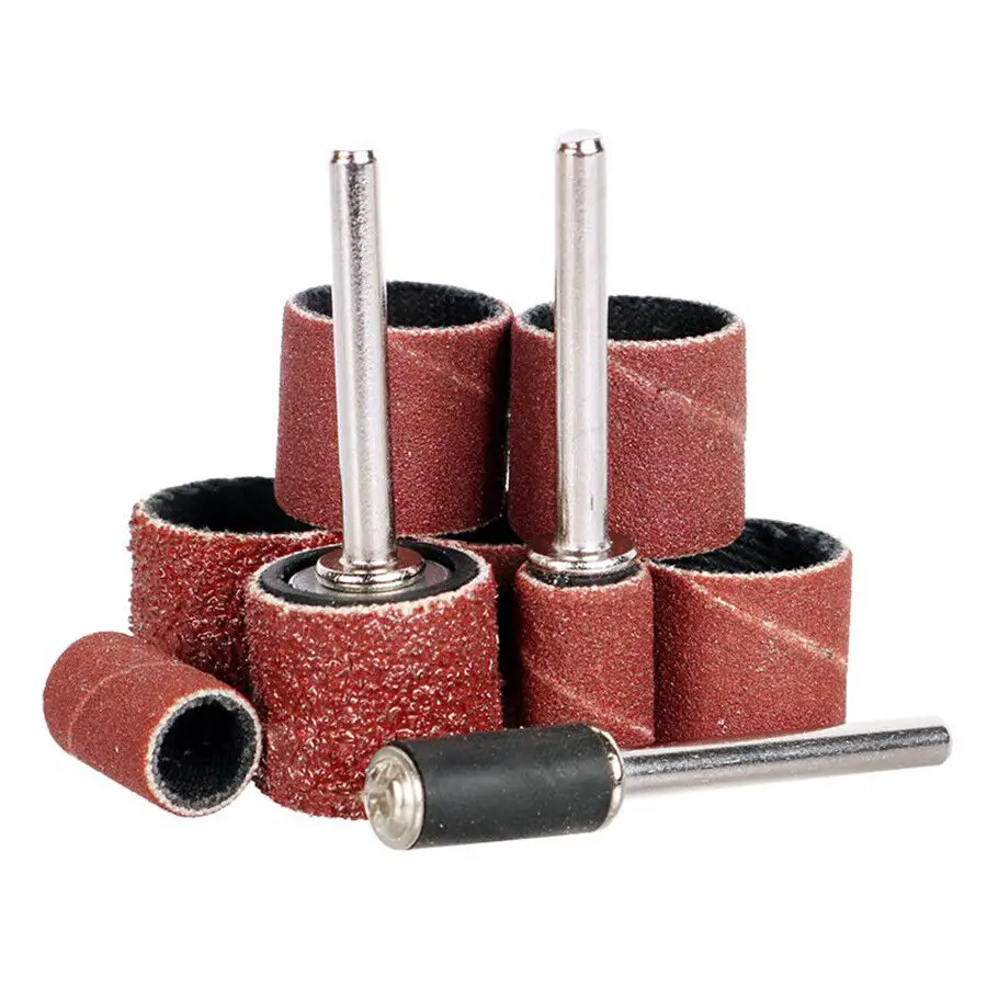 Bandes de ponçage abrasives manchons de tambours outils de polissage en métal de 1/4 pouces avec mandrin pour outil rotatif meulage de polissage des métaux